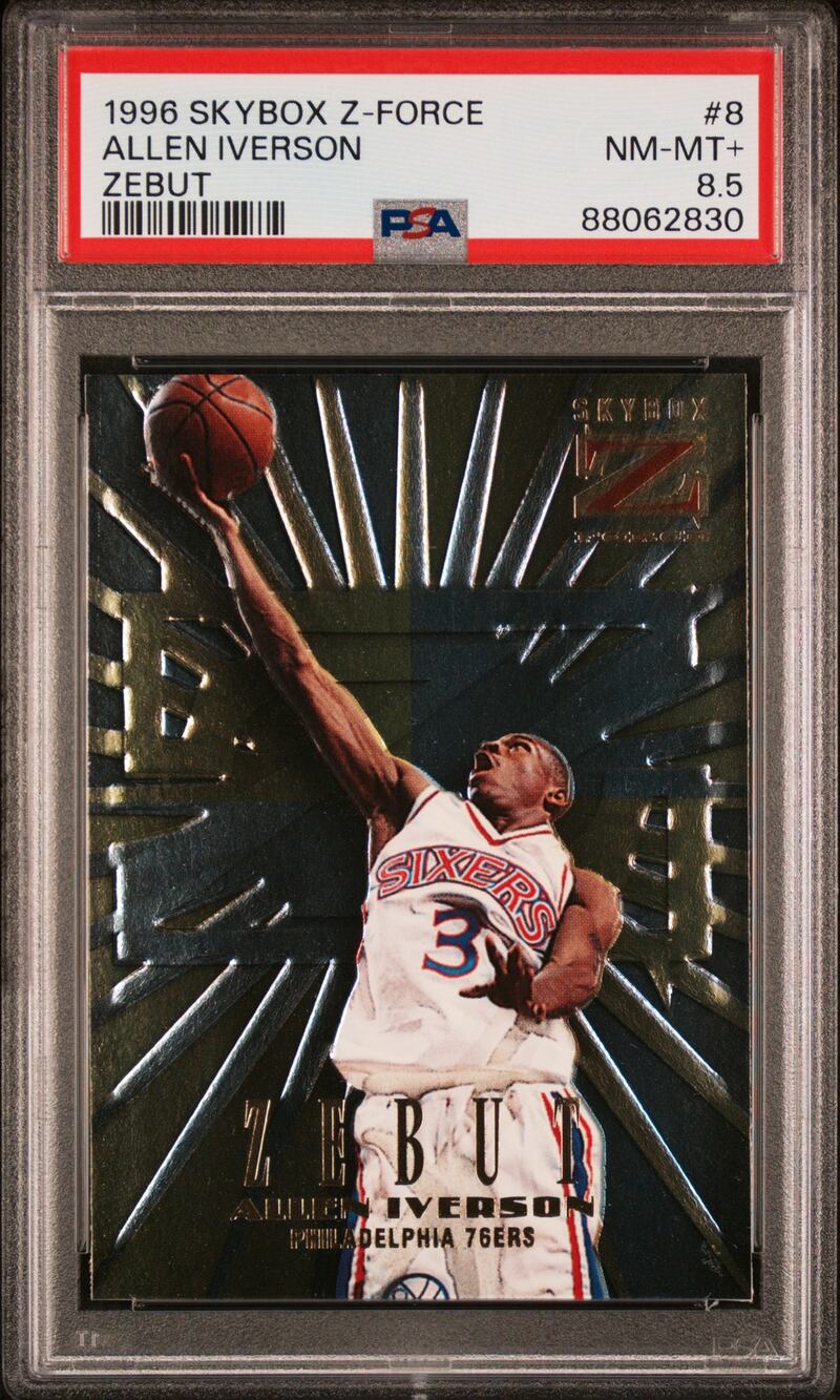 1996 SkyBox Z-Force Zebut #8 Allen Iverson RC PSA 8.5 Philadelphia 76ers Pop 1